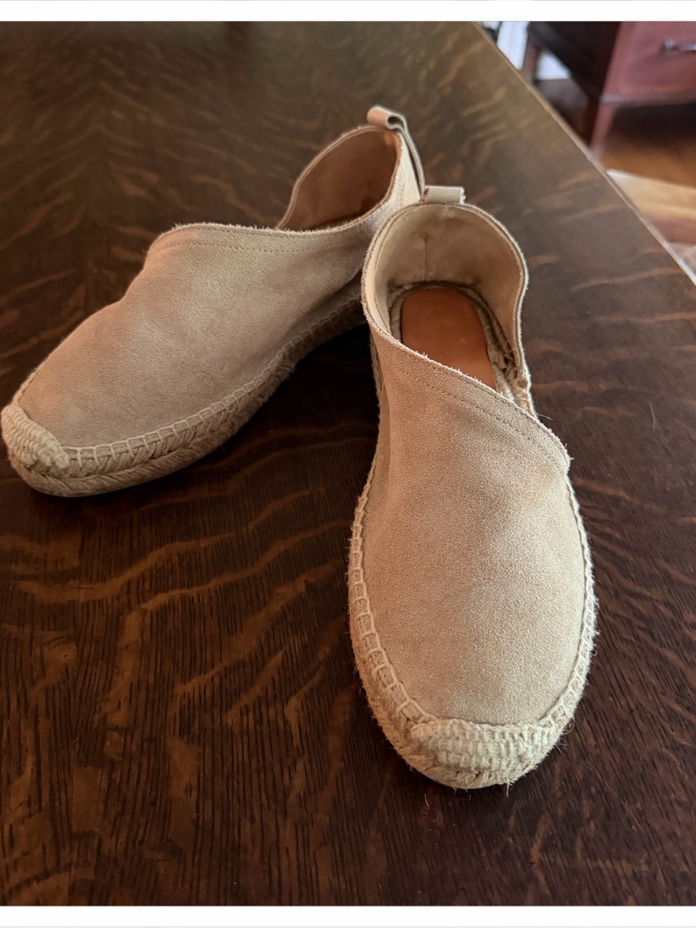 rag & bone Beige Suede Espadrille Flats Women's Slip-On Shoes Size 37.5 Euro